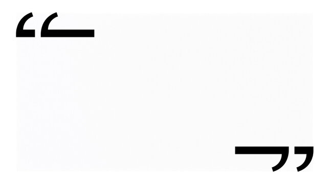 Black quotation marks framing empty space, isolated on transparent background