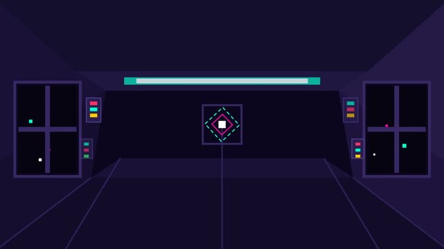 Futuristic Neon Corridor At Night From A Low Poly Studio Perspective.