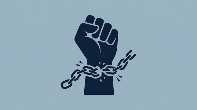 A symbol of freedom showing broken chains for the International Day for the Abolition of Slavery.