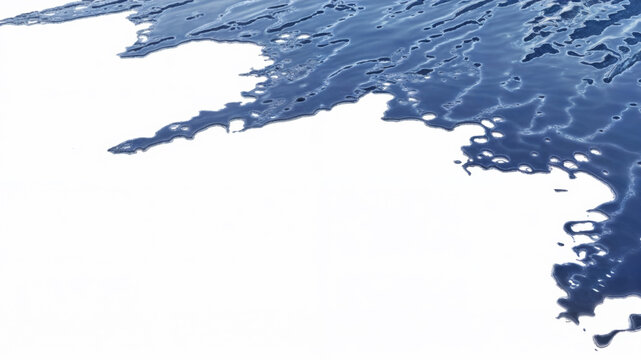 Surface like water or metallic liquid with wave-like patterns in varying shades of blue and silver-gray with highlights along the crests of the ripples on a white background