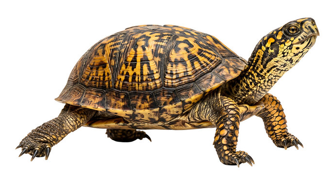 Eastern box turtle walking isolated on transparent background