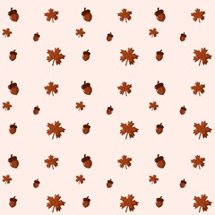 Autumn maple leaf acorn pattern © สุกัญญา ใจชาญ