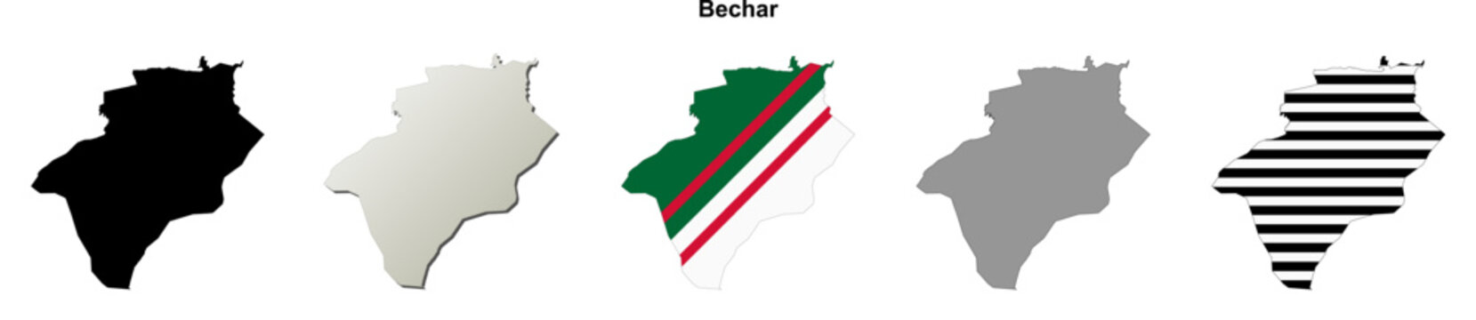 Bechar, Algeria blank outline map set