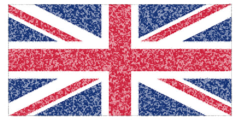 Fototapeta premium United Kingdom Flag ASCII Art Text Typography on Transparent Background, Union Jack British National Flag Digital Lettering Illustration
