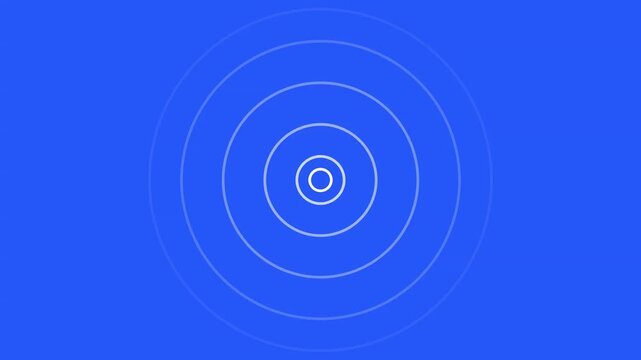 Three concentric white circles pulsing on a solid blue background