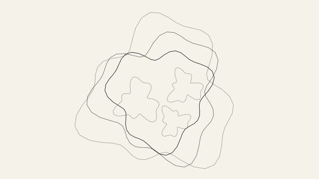 Minimalist line art animation of growing organic shapes on beige