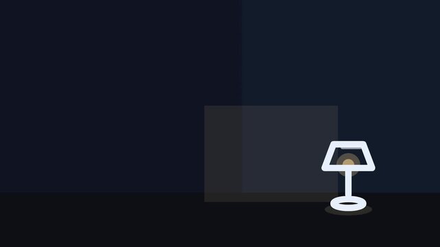 Animated line art table lamps appearing on a dark background