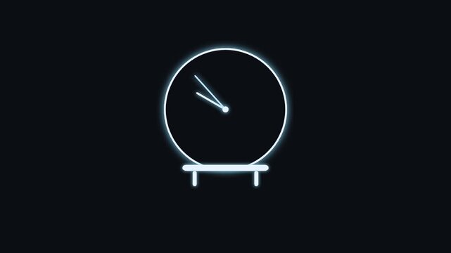 Three glowing neon clock icons with moving hands on dark background