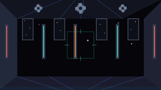 Abstract Neon Lights In Dark Corridor Video.
