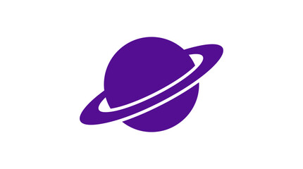 Planet Saturn illustration featuring purple rings and a solid sphere isolated on white. © arjunaa.art