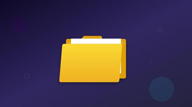 Organized File Folder Document Storage Yellow Vector Animation