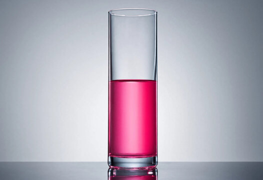 Phenolphthalein Pink Solution in Tall Glass Cylinder - Alkaline pH Indicator Chemistry Education Concept
