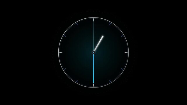 professional blue clock time passing animation black background