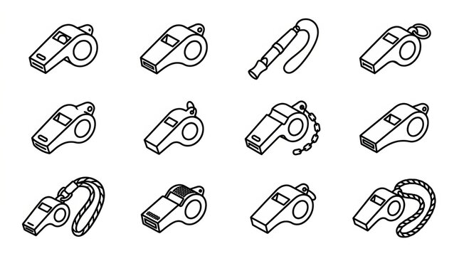 Minimalist Whistles Design Set for Office and Event Notices.