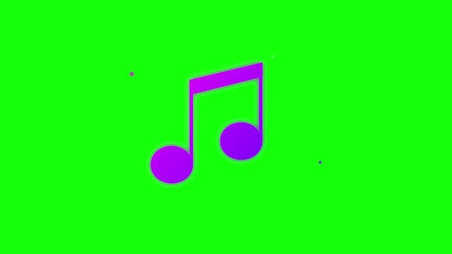 pulsing magenta music note icon on green screen