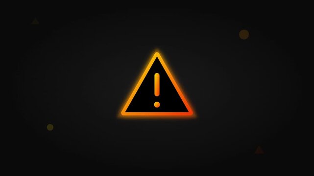pulsing orange warning triangle alert vector loop