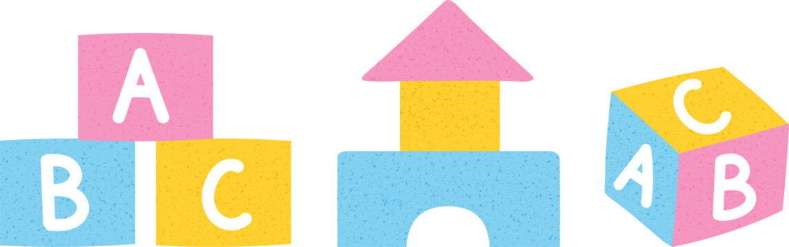 Alphabet block toys vector icon illustration