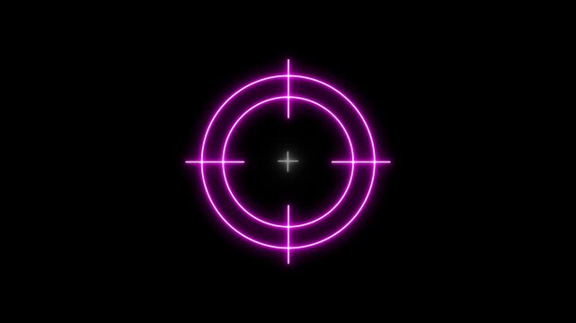 Neon pink circular target hud overlay for gaming and sci-fi motion scope crosshair