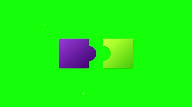 puzzle piece solution icon green screen flat animation