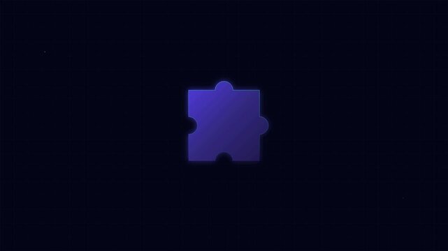 puzzle piece solving animation on black screen