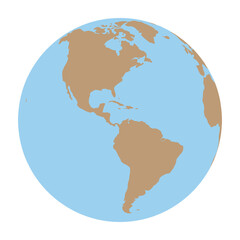 Blue planet earth globe showing americas continent map isolated on white background digital icon © MDZOSHEWER