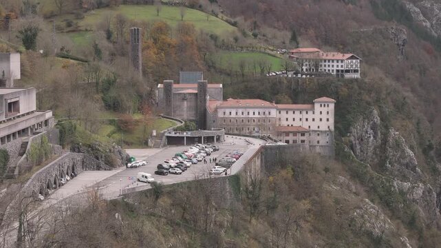 Arantzazu santuary in the middle of Aizkorri mountain range at the Basque Country.