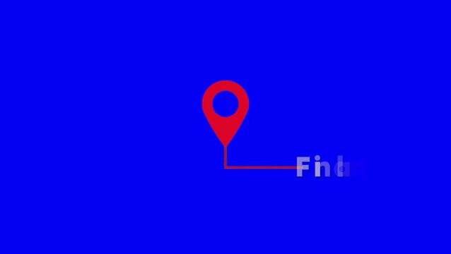 Red Map Location Pin Callout Title Pointer Animation, GPS Position Marker Indicator Overlay, Blue Background Finland location 