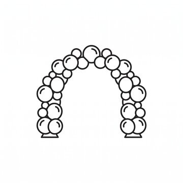 Balloon arch line art icon for party decoration and event planning design elements