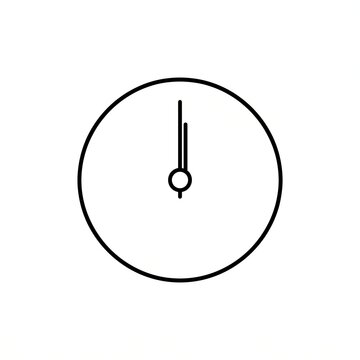 Twelve o'clock symbol outline icon showing time on a simple minimalist clock face