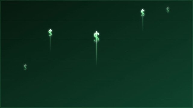 rising green dollar sign finance vector loop