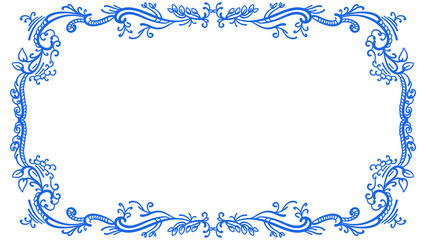 Elegant blue floral decorative frame illustration. © Febrial Chalik