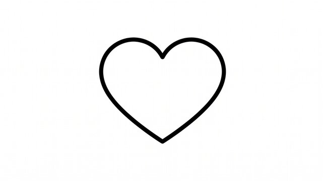 Simple black heart outline icon isolated on white background for love and romance design