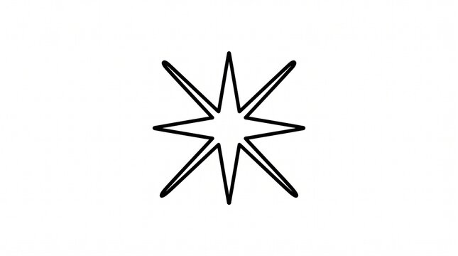 Sparkle star icon, simple black line art shape for graphic design and UI elements.