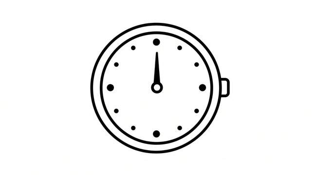 Minimalist clock icon showing midnight or noon time on a simple round watch face design.