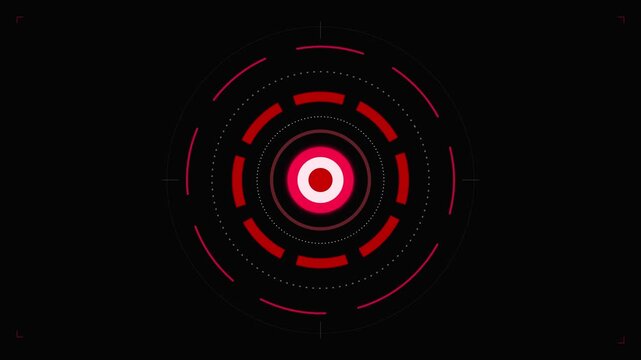 Rotating Red Target Bulls Eye Animation Black Background