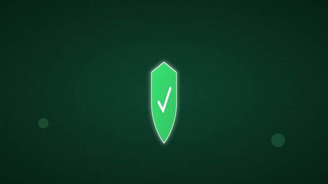 rotating shield check icon on secure emerald green
