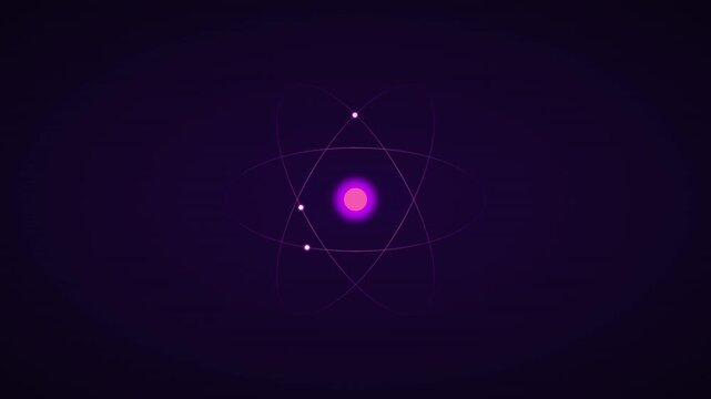 rotating violet atom symbol science vector loop