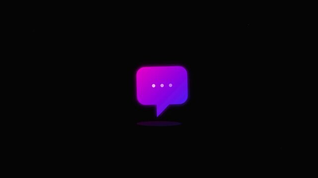 shaking comment bubble icon purple black screen