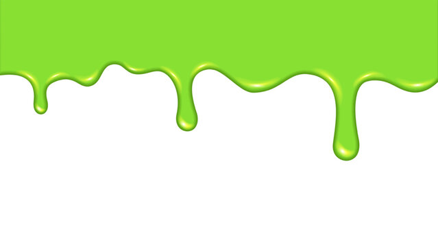 Green glossy dripping liquid slime vector illustration