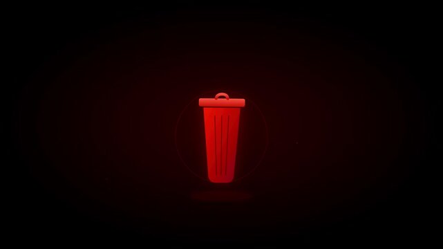 shaking red trash bin delete icon animation