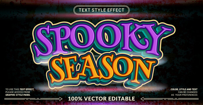 Spooky Season 3D editable text effect vector template for Halloween party flyers, horror posters, banner design, and autumn event graphics. Fully customizable graphic style.