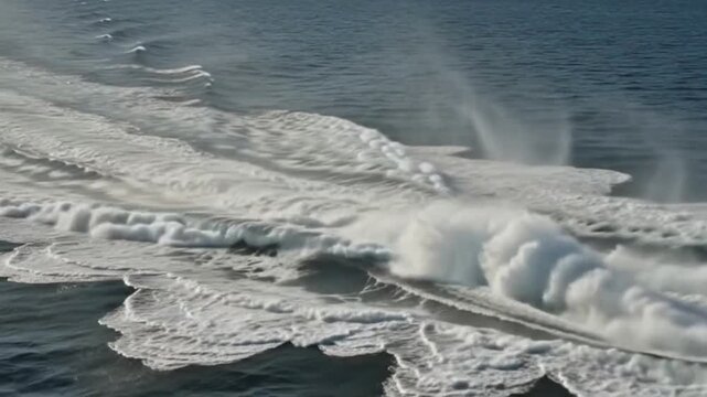 Military Hovercraft Speeding Across Ocean Water with Powerful Spray 4k