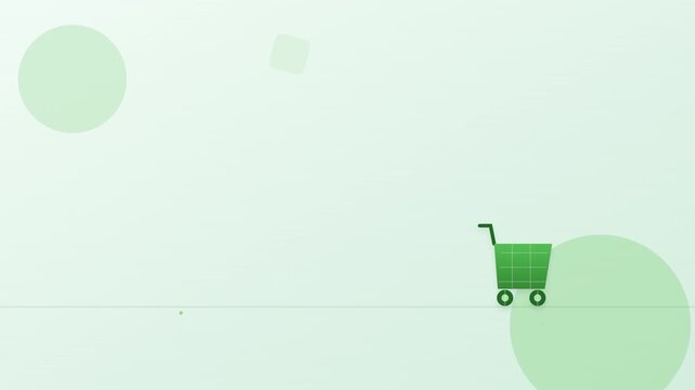 sliding green shopping cart retail vector animation