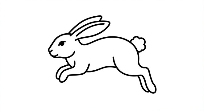 Running Rabbit Hare Line Icon Wildlife Animal and Easter Vector Symbol Speed Nature Sanctuary Concept