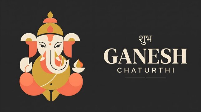 Modern Minimalist Ganesha Illustration for Ganesh Chaturthi Celebration