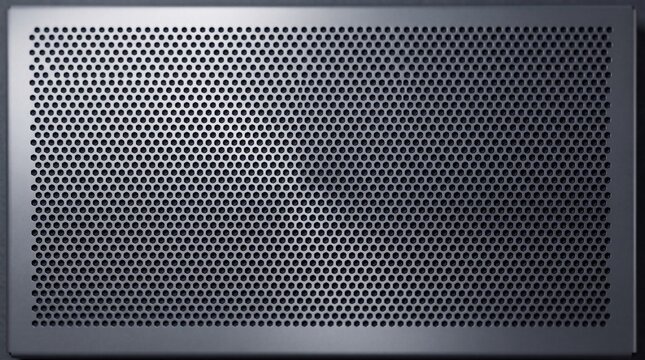 Micro perforated anodized aluminum speaker grille texture with hexagonal laser cut pattern