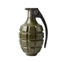 Obraz premium A fragmentation hand grenade with a metal safety lever and a textured olive green body