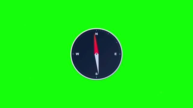 Spinning Navy Blue Compass Icon On Green Screen