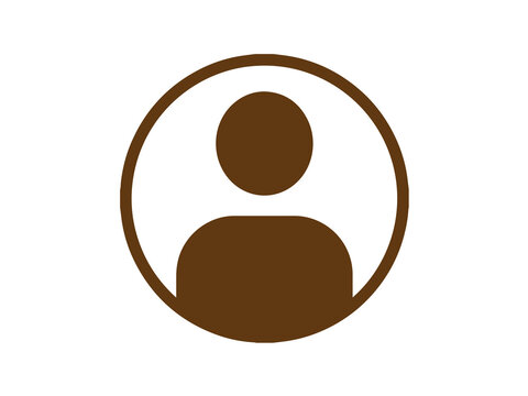 A simple black and white icon of a person's silhouette in a circle