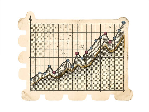 Vintage Stock Market Growth Chart Graph Clipart for Scrapbook